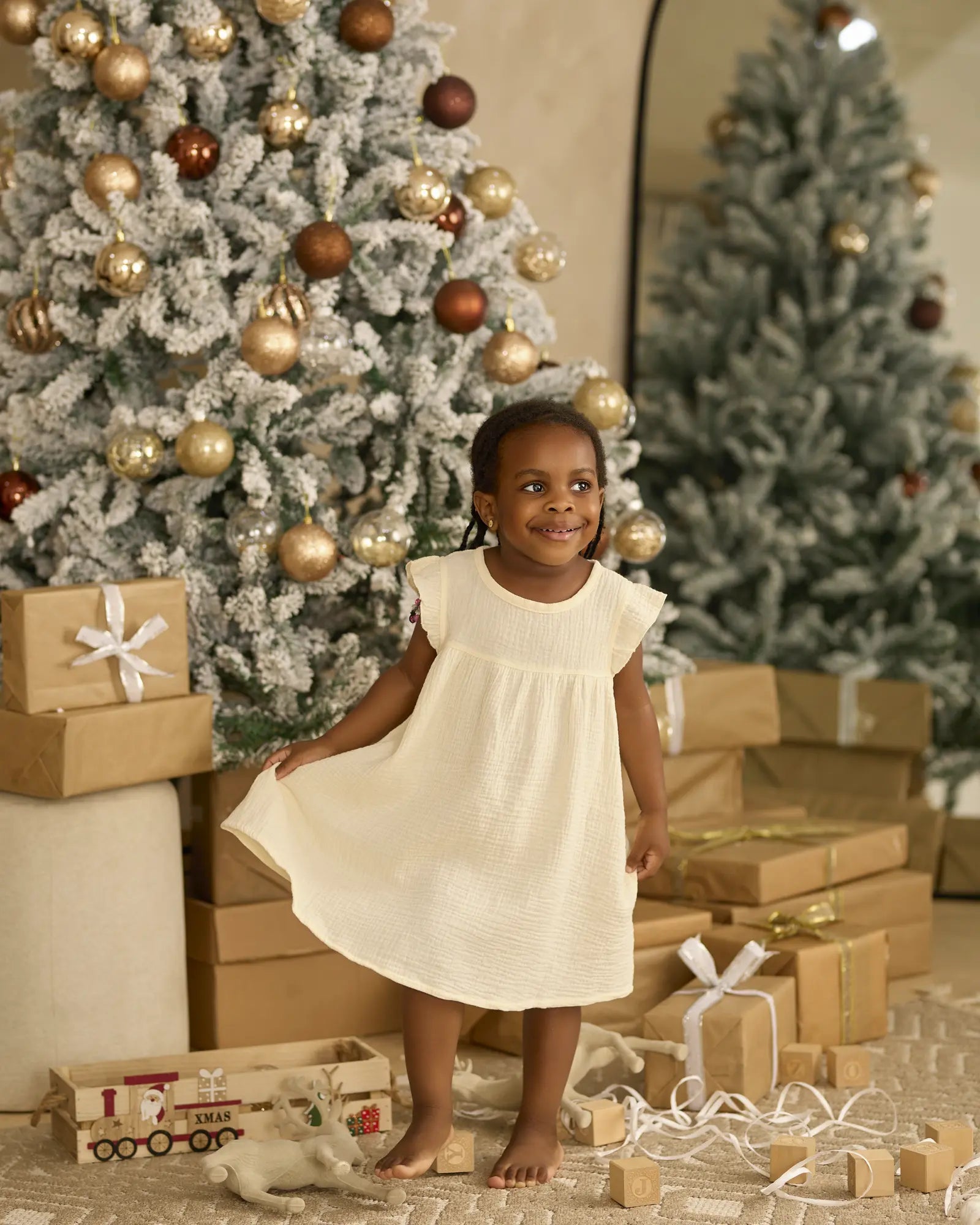 Ailee organic cotton baby girl dress with ruffles magnolia | Paalm Baby Clothing Nigeria