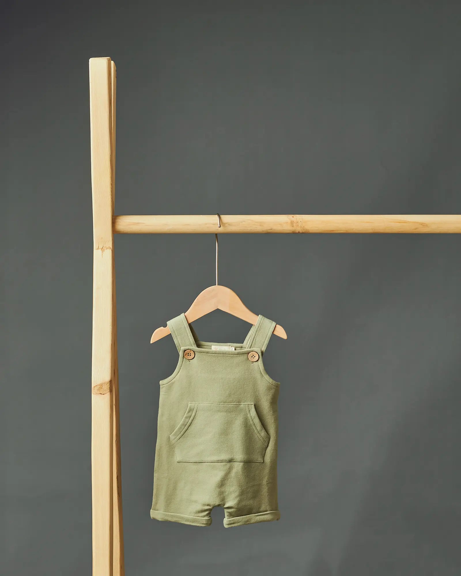 TUSO organic cotton baby overall with coconut shell buttons artichoke | Paalm Baby Clothing Nigeria