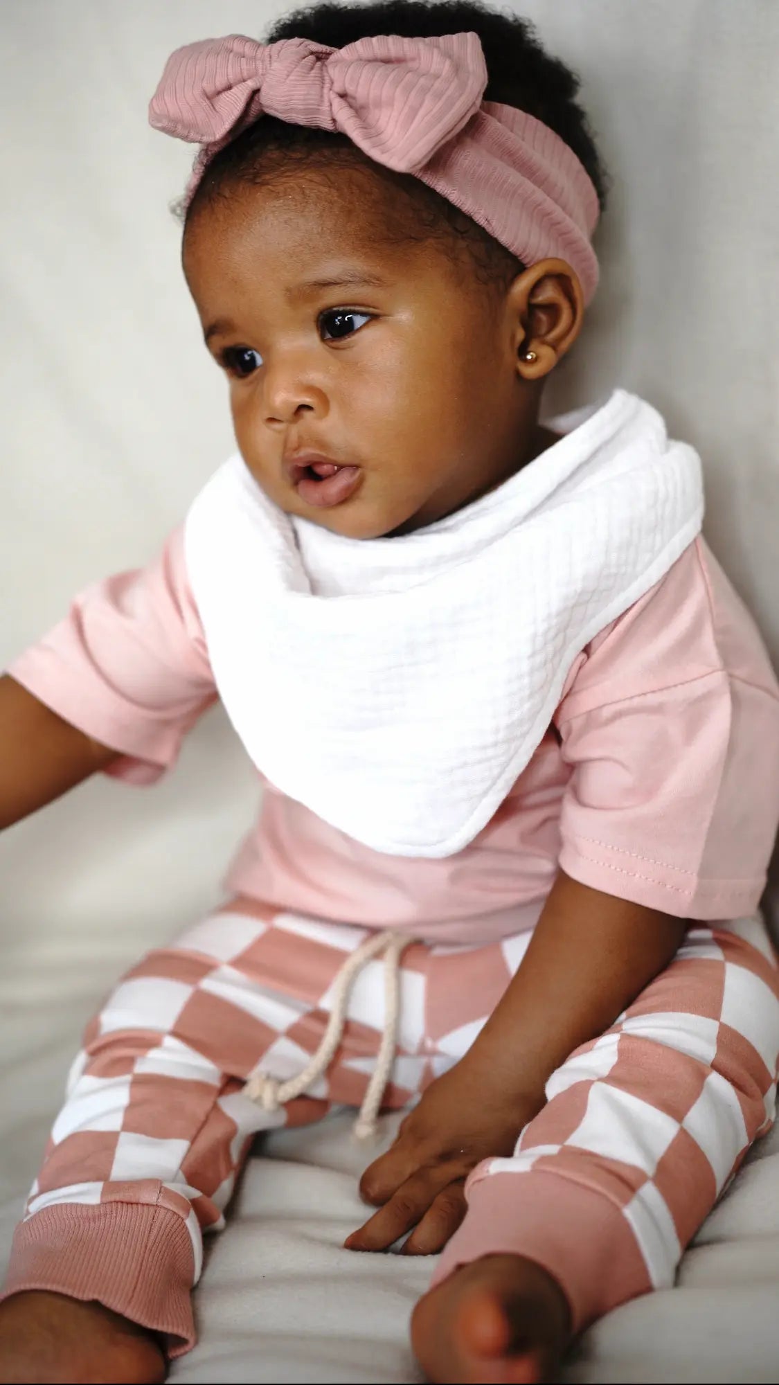 Paalm Baby drea organic cotton bandana bibs set on baby wearing Lia Set Nigeria 