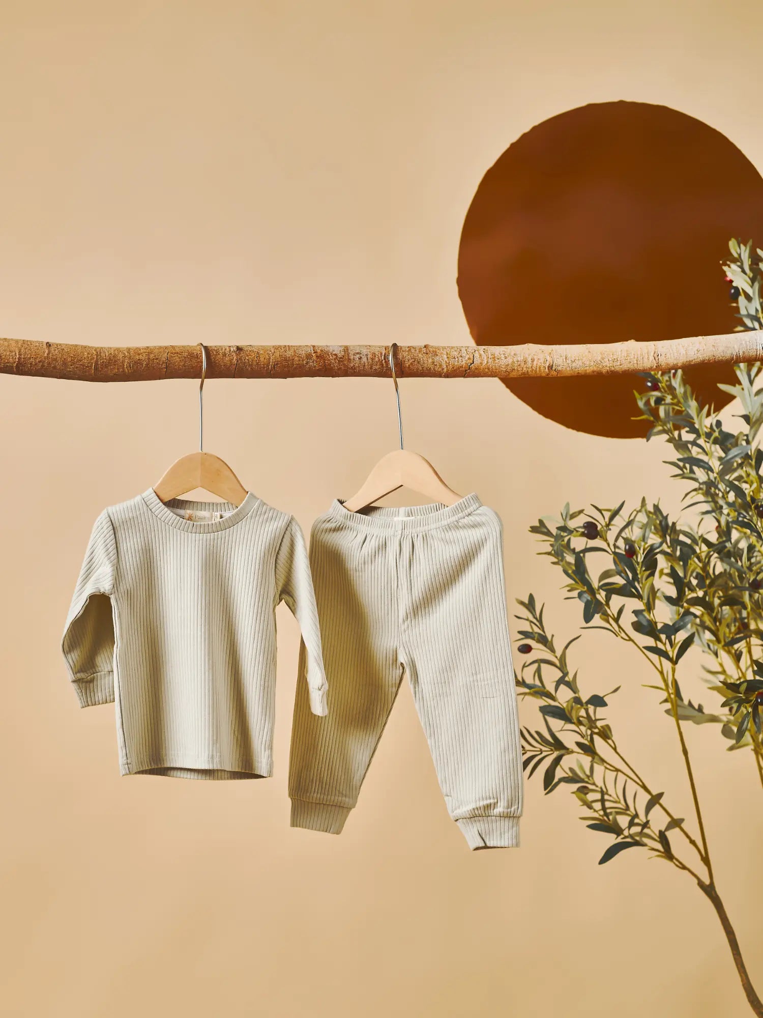Zo organic ribbed two-piece baby loungewear set pistachio | Paalm Baby Clothing Nigeria