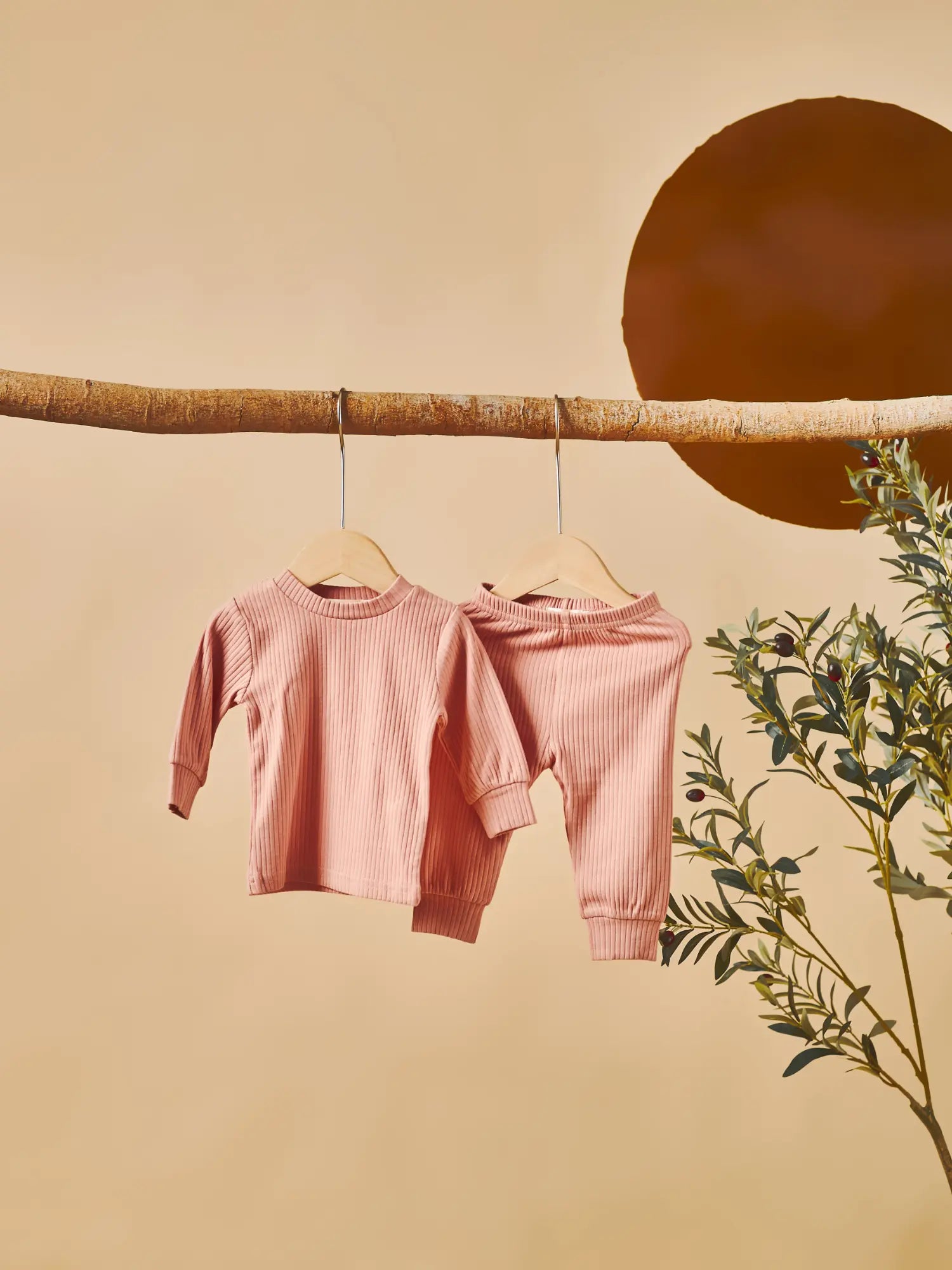 Zo organic ribbed two-piece baby loungewear set strawberry | Paalm Baby Clothing Nigeria